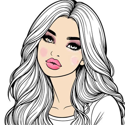 realistic girl with hair on her hair and lips