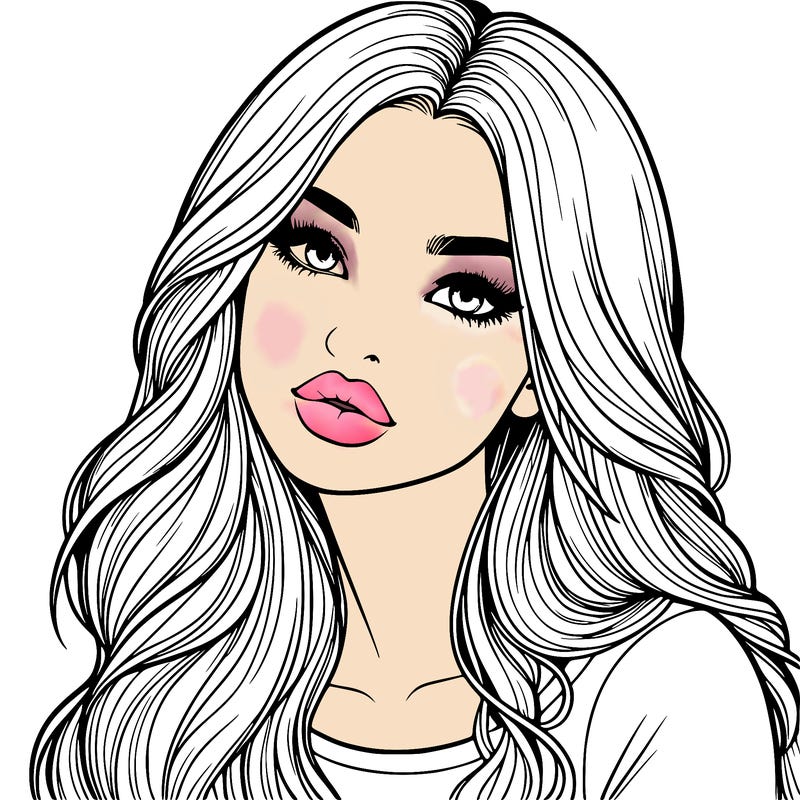 realistic girl with hair on her hair and lips
