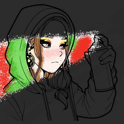 a realistic girl, spray painting