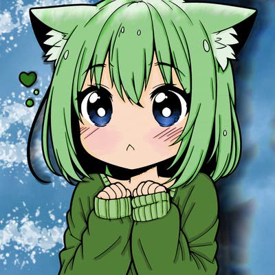 shy anime catgirl