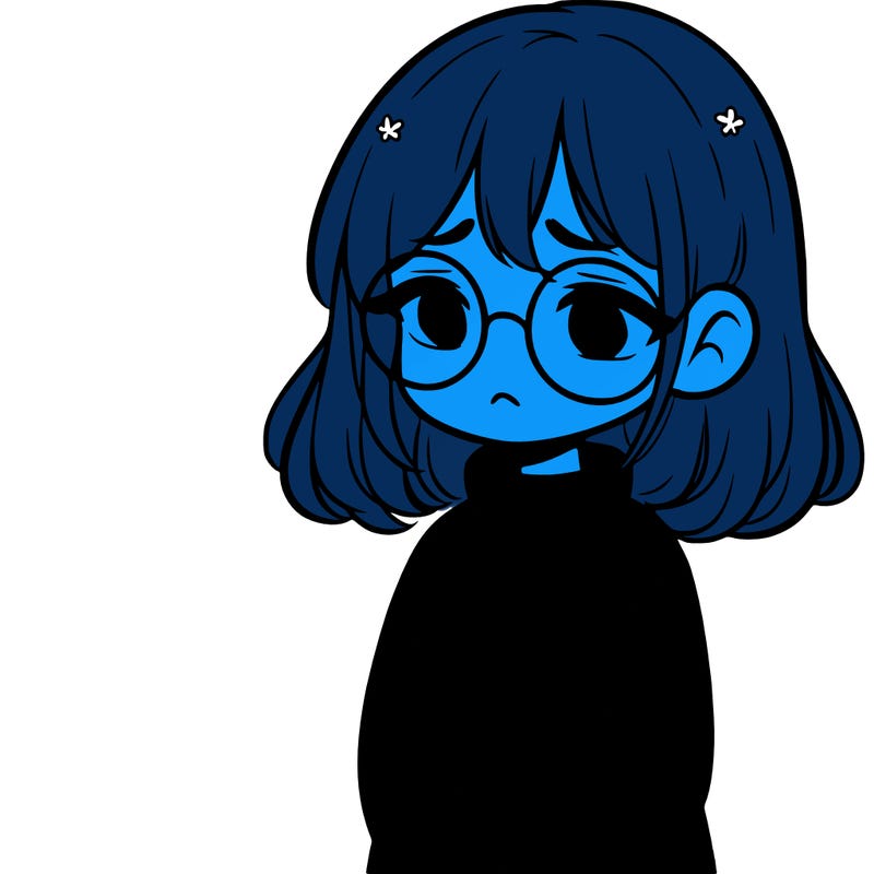 sad girl with glasses in a sweater