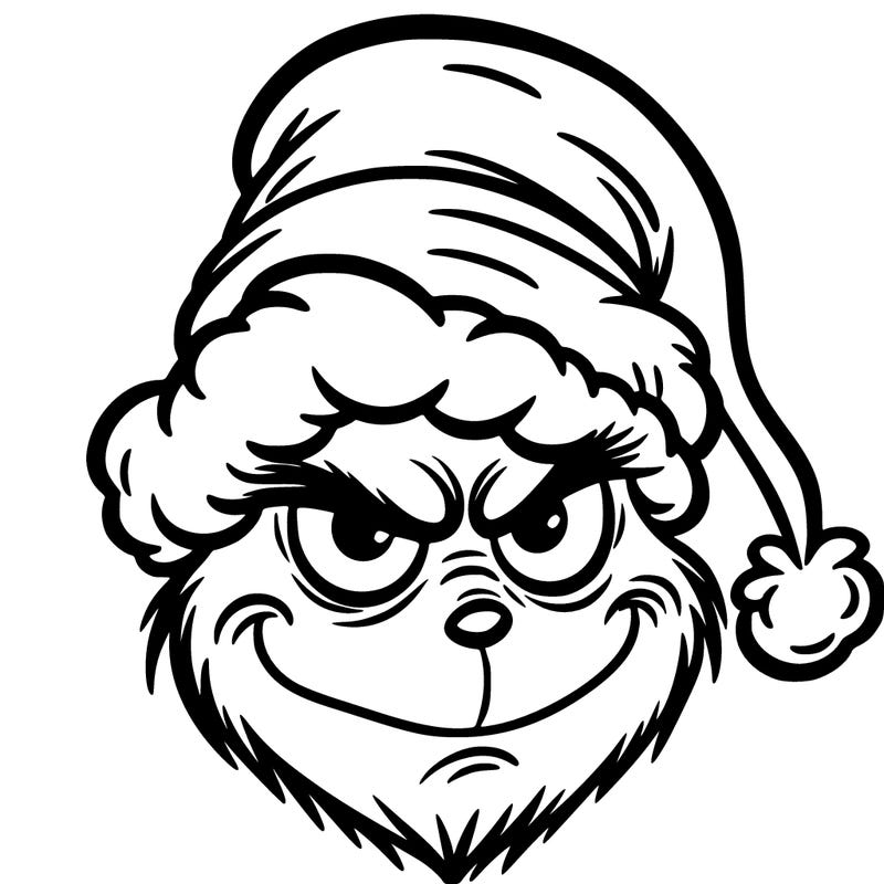 grinch face with a santa hat