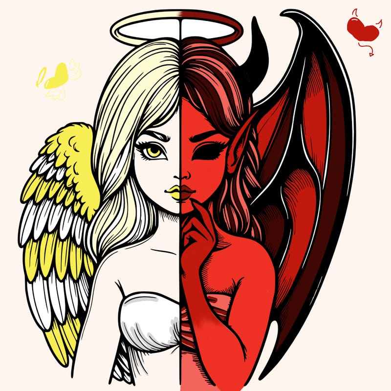 realistic angel half demon