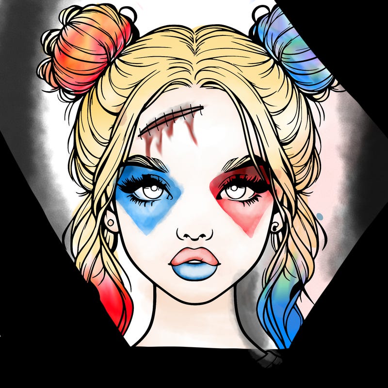 realistic girl with two buns in hair and lips