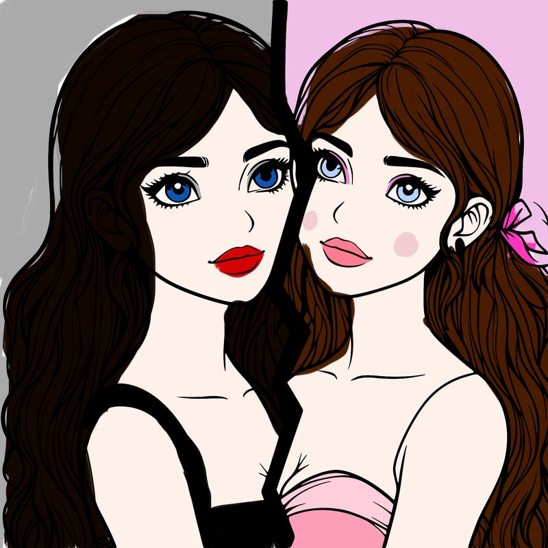 split realistic girl