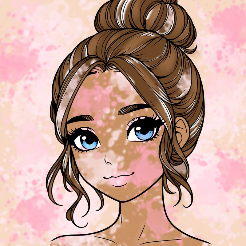 realistic pretty girl with hair in bun