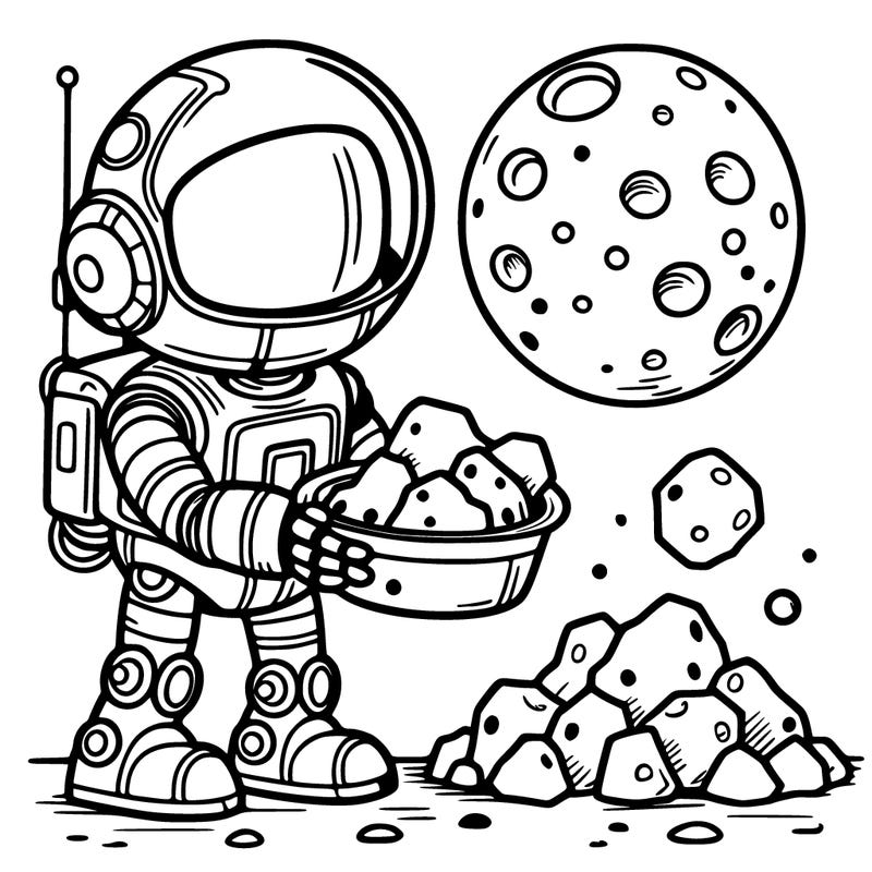 space robot collecting moon rocks