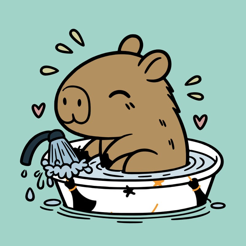 capybara taking a bath