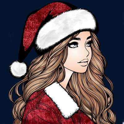 realistic girl in santa hat