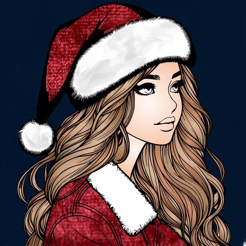 realistic girl in santa hat