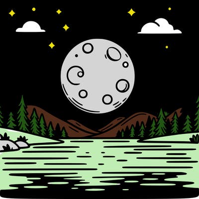 moonlight shining on a lake