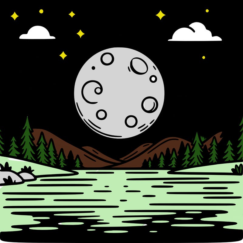 moonlight shining on a lake