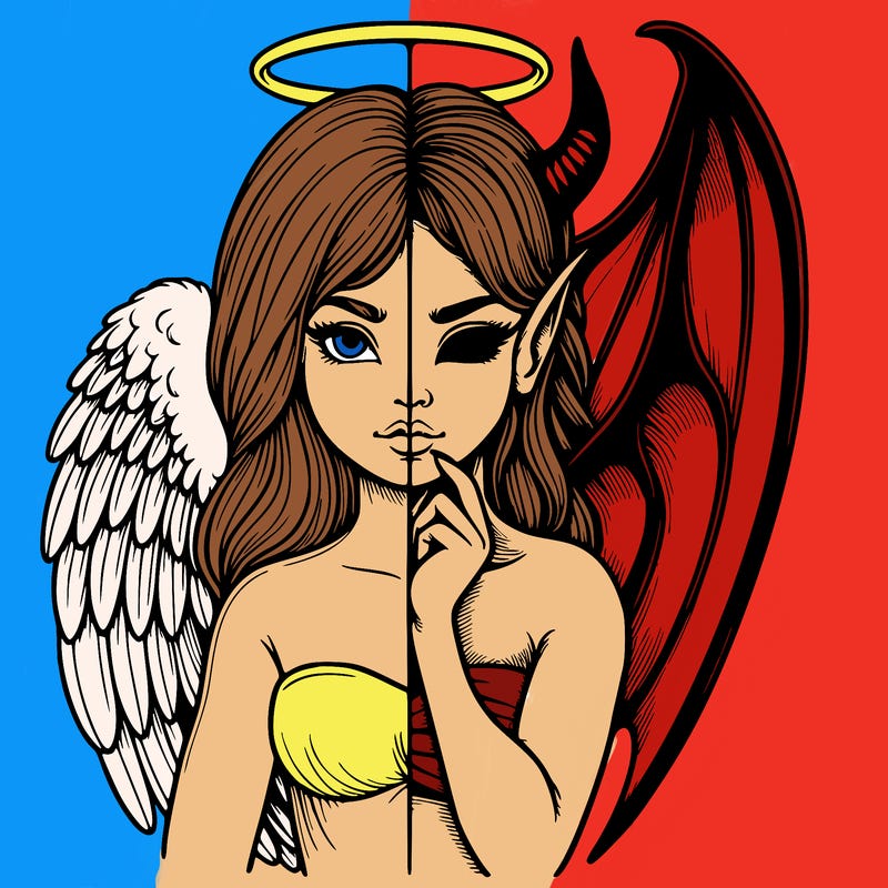 realistic angel half demon