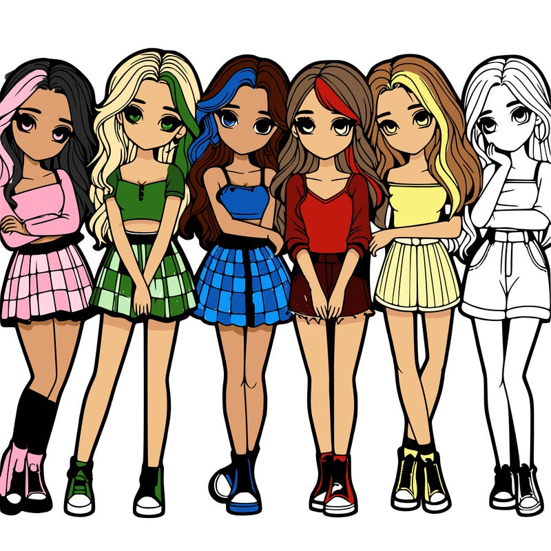 a group of girls realistic