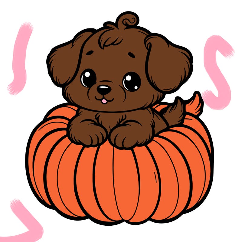 cute little puppy in a pumpkin