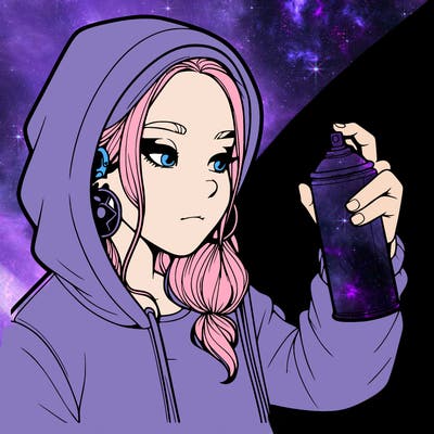 a realistic girl, spray painting