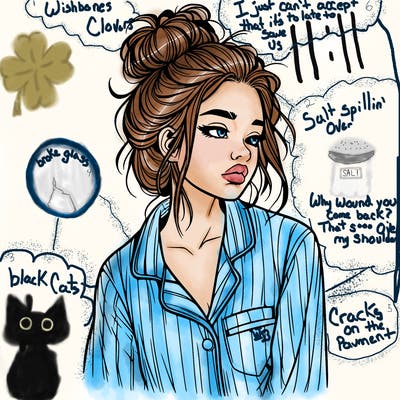 realistic woman with pajamas on and a messy bun