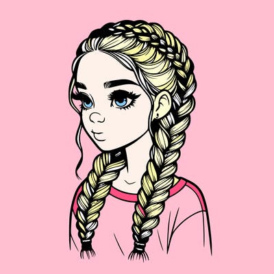realistic girl with braids