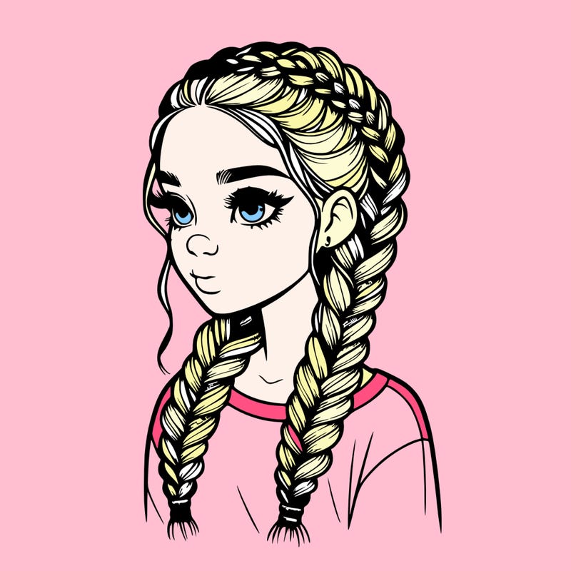 realistic girl with braids