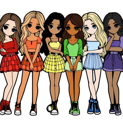 a group of girls realistic