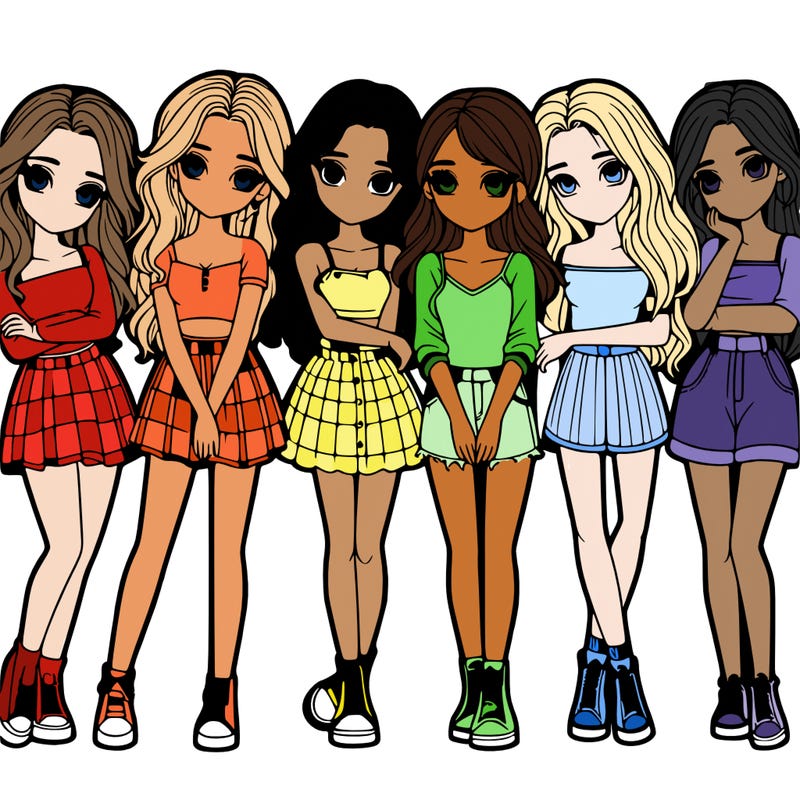 a group of girls realistic