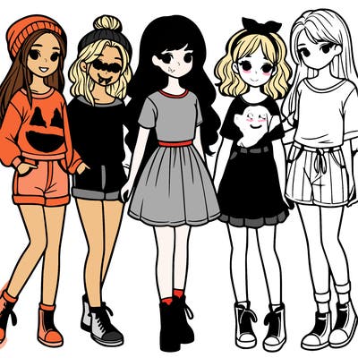 a group of five girls