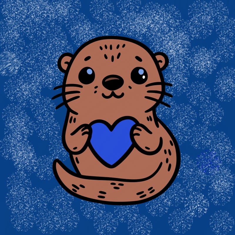 otter with a heart