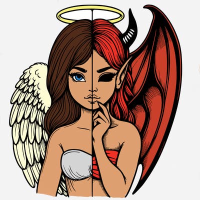 realistic angel half demon