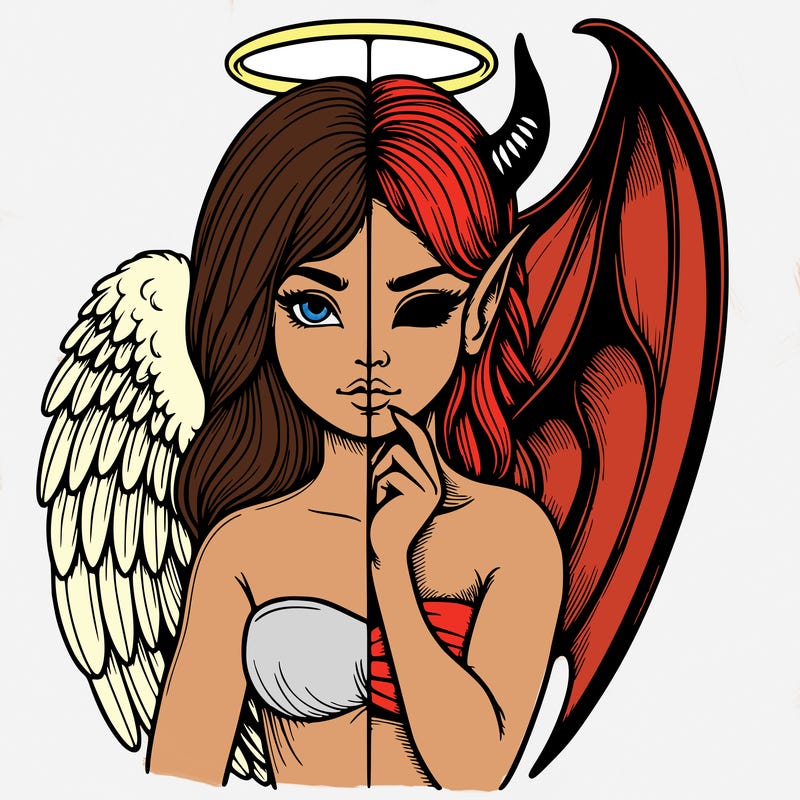 realistic angel half demon