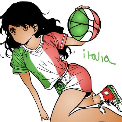 teen manga girl playing basketball