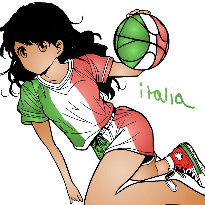 teen manga girl playing basketball