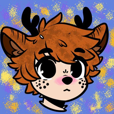 a humanoid deer with soft fluffy ears