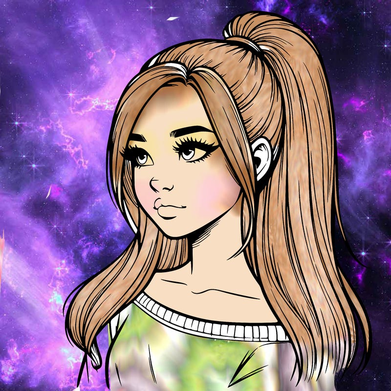 realistic girl with a high ponytail