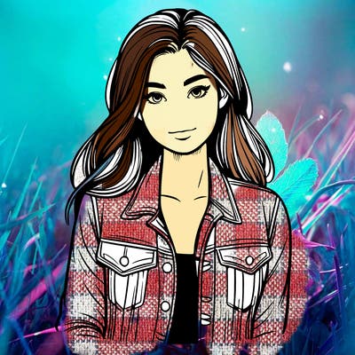 realistic girl with jean jacket