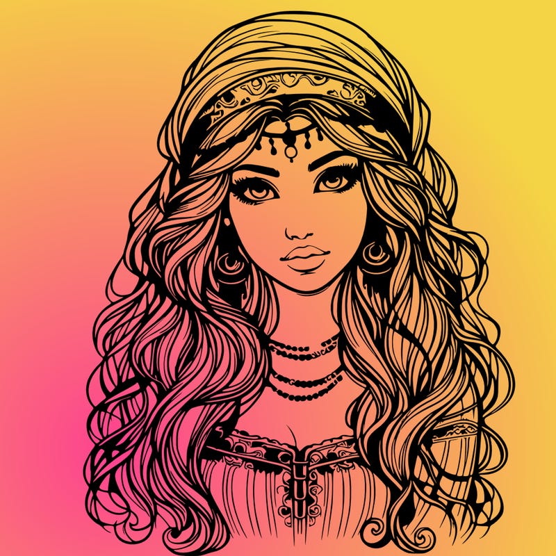 realistic beautiful mysterious gypsy girl