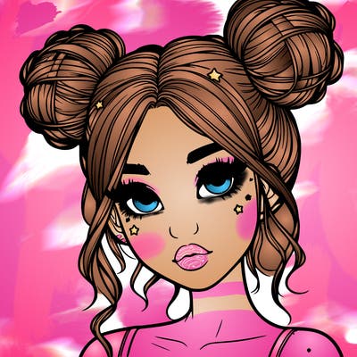 realistic girl with space buns