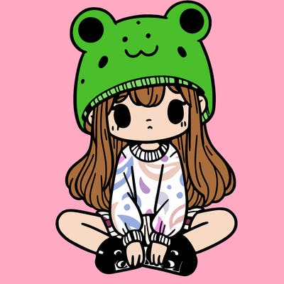 a girl wearing a frog hat and some frog socks