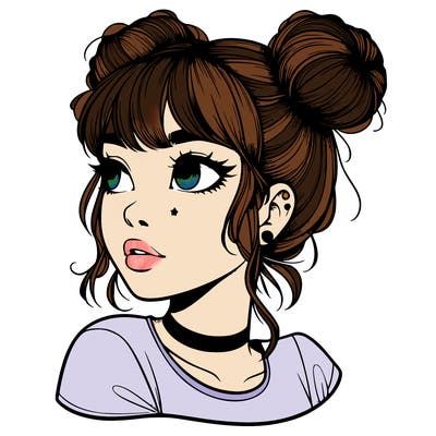 realistic girl with spacebuns