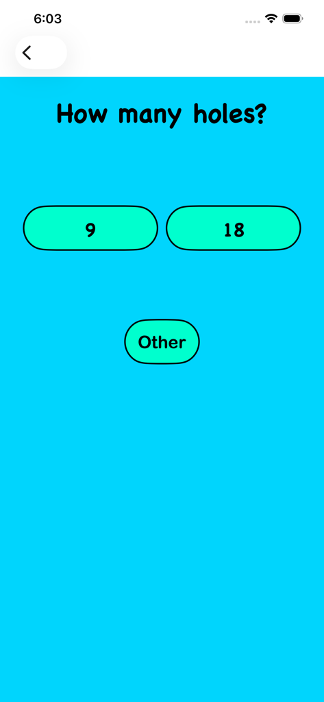 Mini-Golf Score Card - Screen asking how many holes to play with options for 9 and 18
