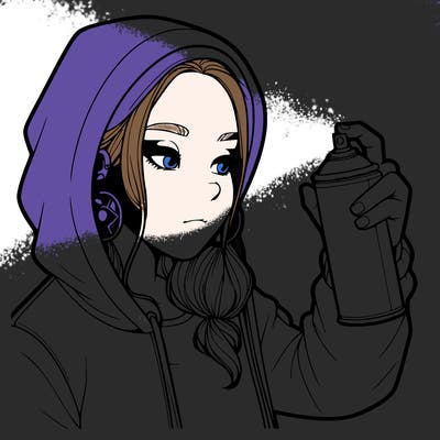 a realistic girl, spray painting