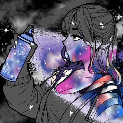 a realistic girl spray, painting