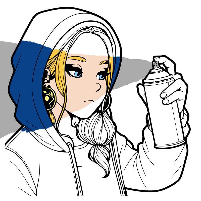 a realistic girl, spray painting