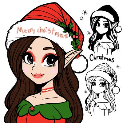 merry christmas realistic elf girl