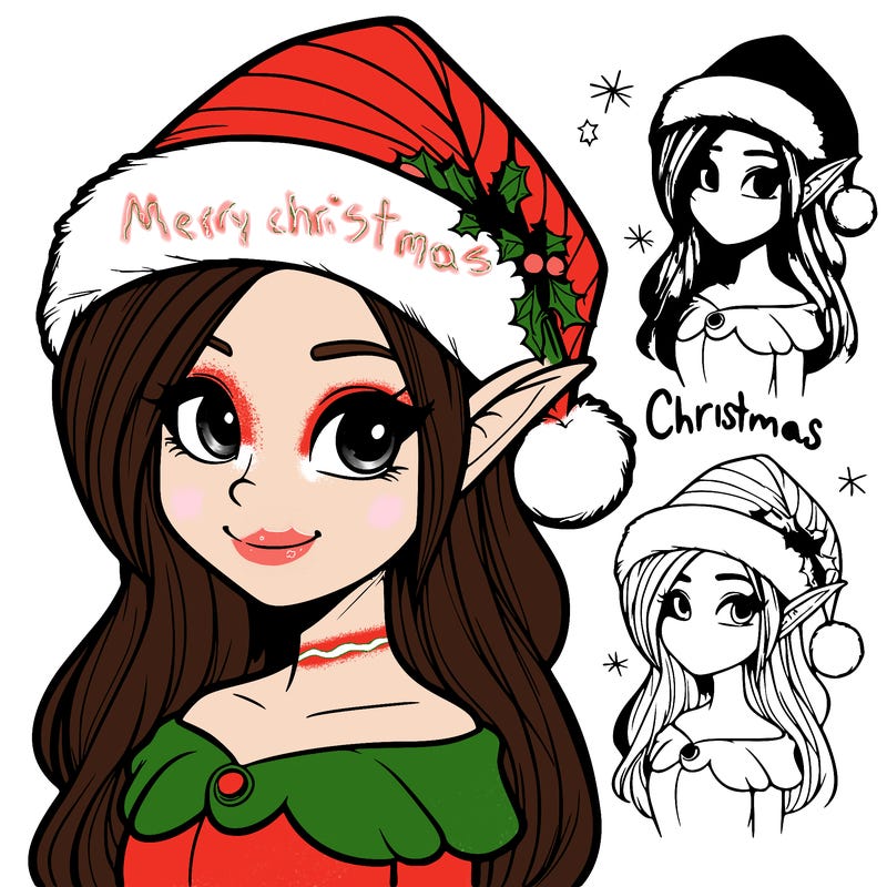 merry christmas realistic elf girl