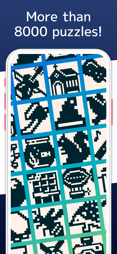 A mobile screen showing a large collection of pixel art puzzles in the Nonograms 999 app