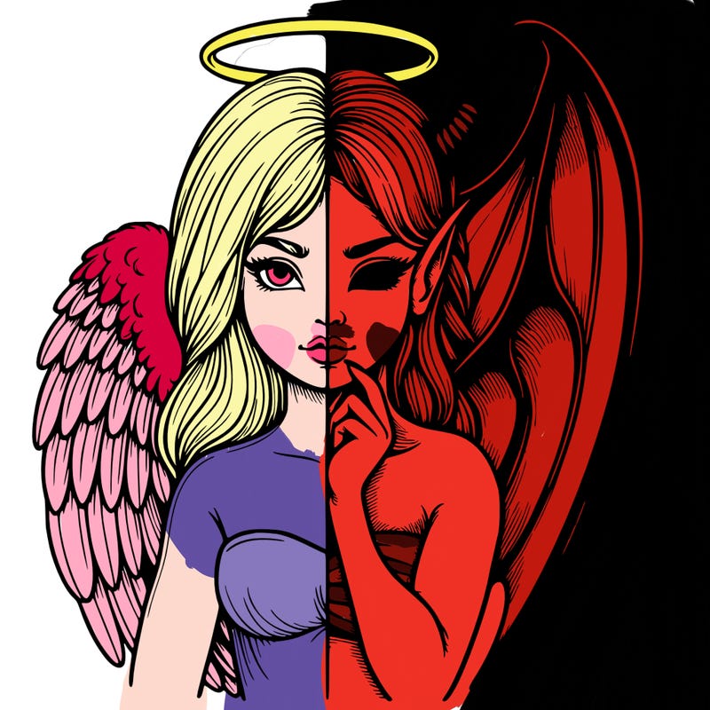 realistic angel half demon