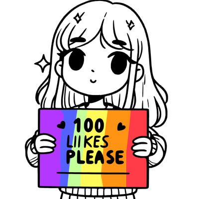a girl holding up a sign saying 100 likes please