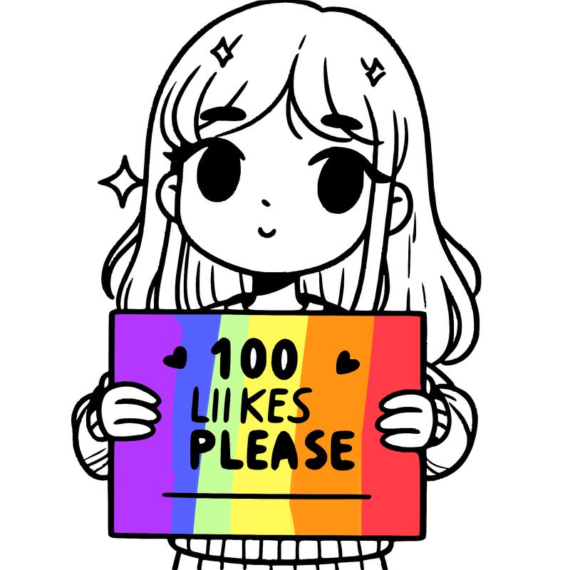 a girl holding up a sign saying 100 likes please