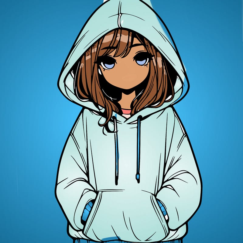 realistic girl with oversized hoodie