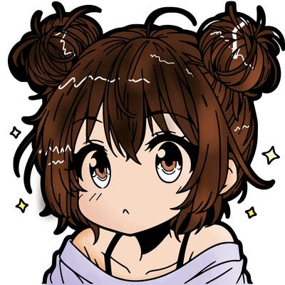 a manga girl with messy small buns